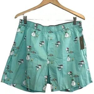 NWT JCrew Snoopy C’mas Theme, Aqua Blue Boxer Shorts, Large